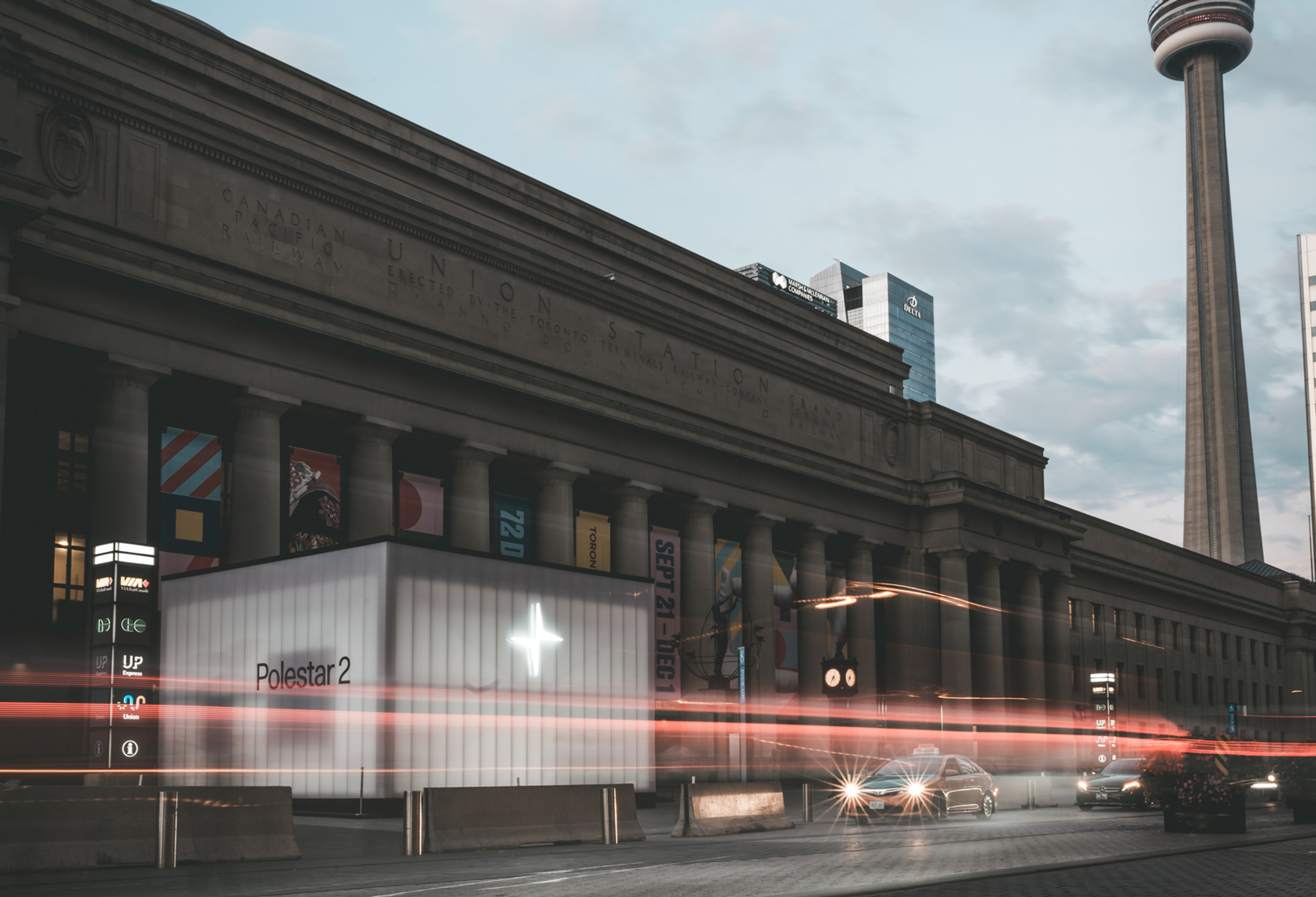 Polestar 2 activation at Union Station, Toronto — long exposure