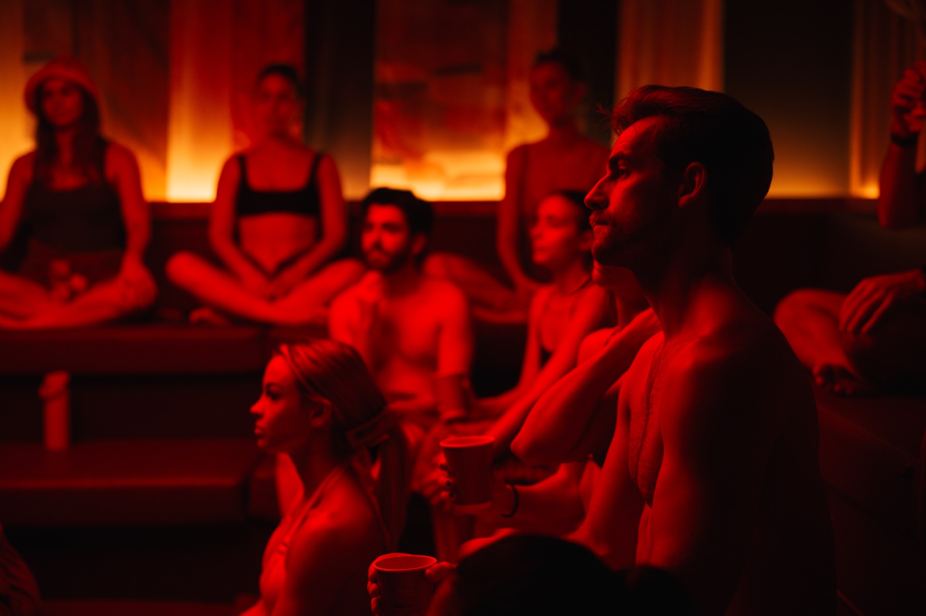 Othership sauna class in red light, Toronto